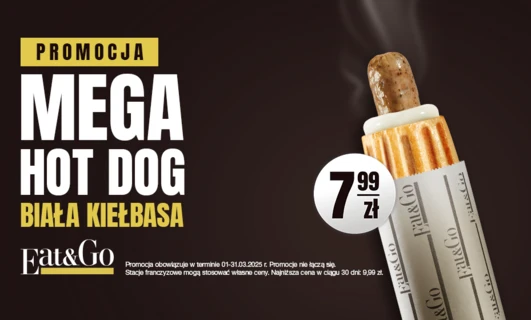 Duży hot dog z białą kiełbasą -  wielki powrót na wiosnę za 7,99 zł 