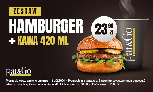 Hamburger z dużą kawą w zestawie za jedyne 23,98 zł!