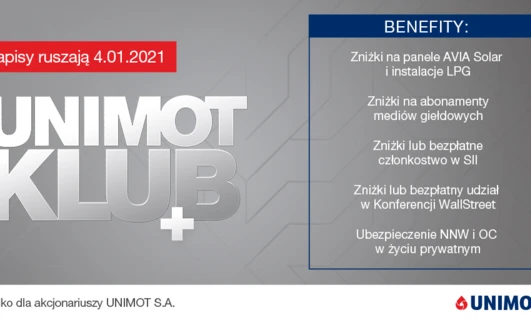 UNIMOT Klub+ the loyalty programme for shareholders of UNIMOT S.A. is starting